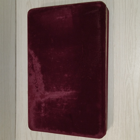 Vintage Red Velvet Double Compartment Jewelry Box - Hinged Lid w/ Mirror - Picture 11 of 11